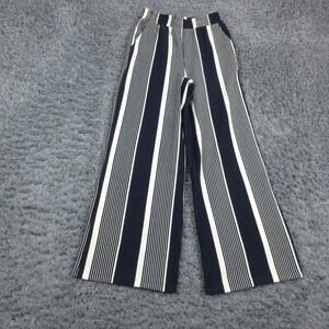 Skies Are Blue Pants Womens XS Navy Striped Wide Leg Knit Pull On 25x29* NWT